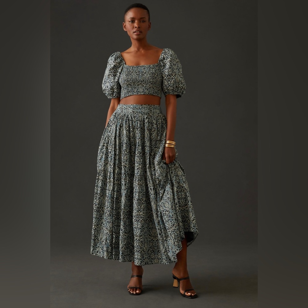 Anthropologie crop top with puff sleeves TOP ONLY